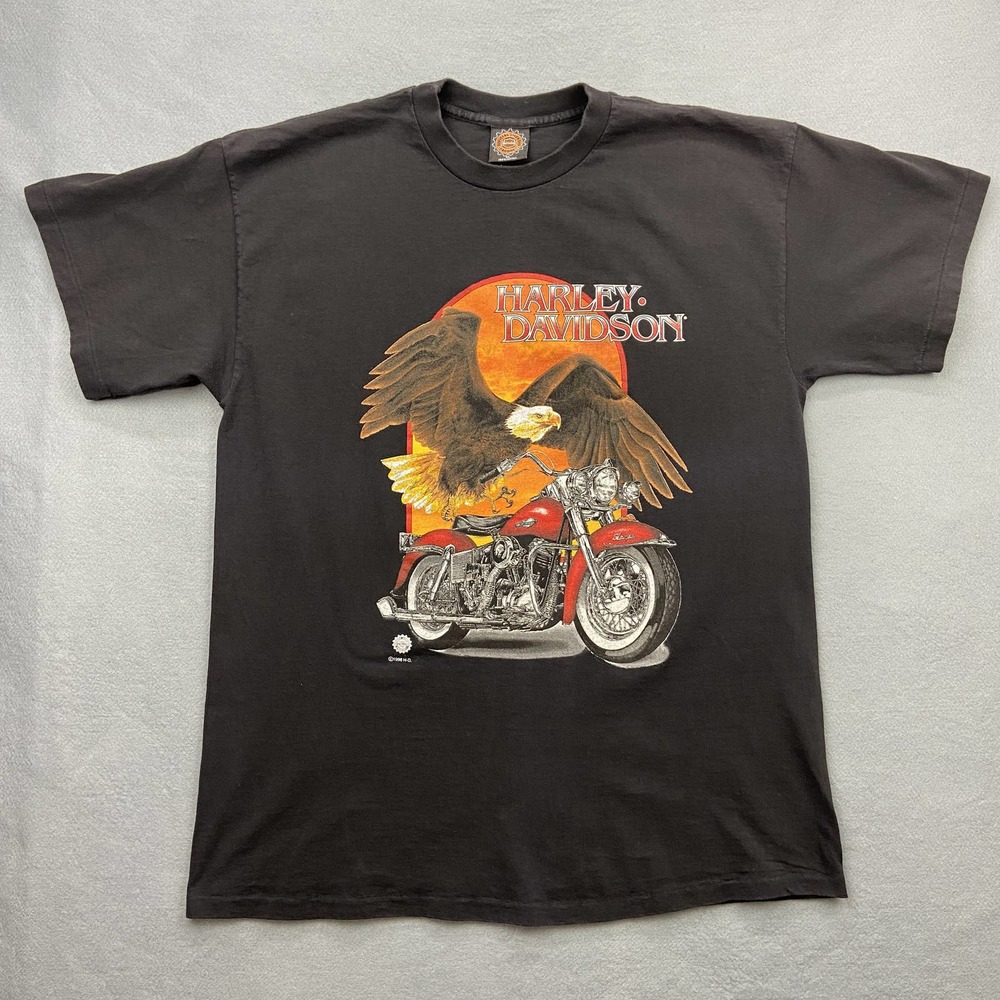 Harley Davidson Eagle XL SINGLE STITCH USA Eagle Biker Motorcycle VINTAGE 1996